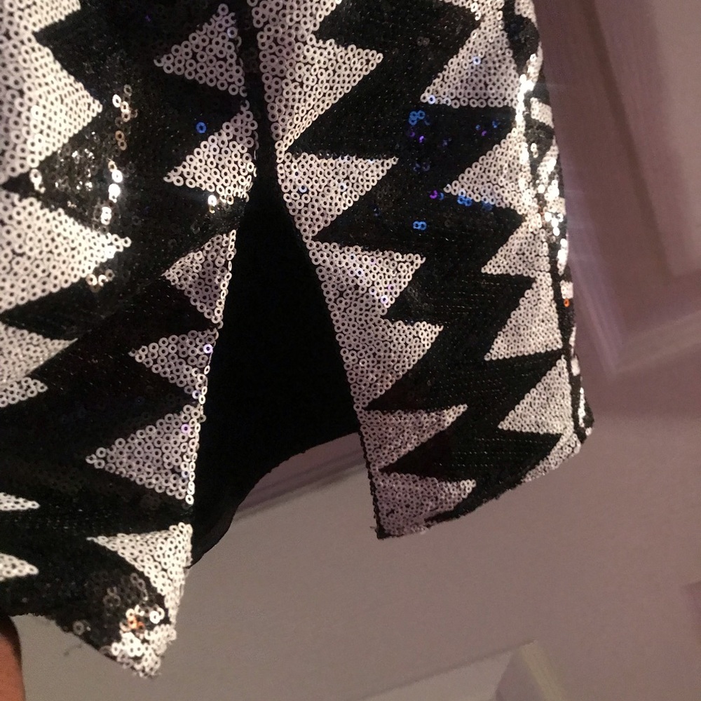 Black and white sequin party dress